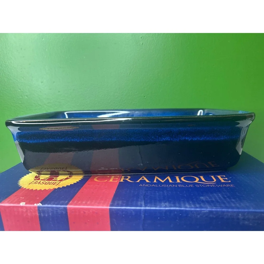Basque Ceramique Andalusian Blue Stoneware 13 inch Rectangular Baker AB002